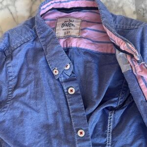 Mini Boden Striped Blue and Pink Button Down Shirt